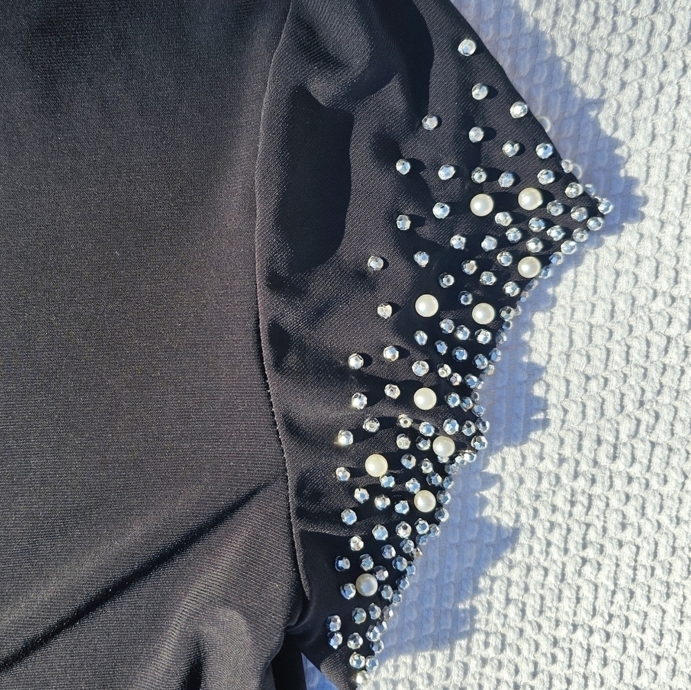 Annalee + Hope black dress with pearl and rhinestone accents size small - Picture 9 of 10